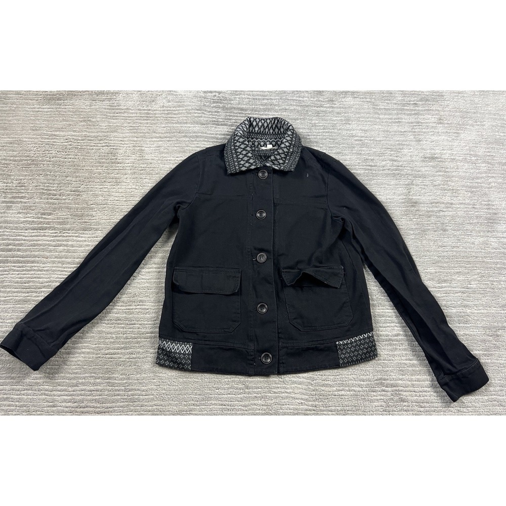 Hem & Thread Jacket Womens Small Black Button Front Pockets Casual